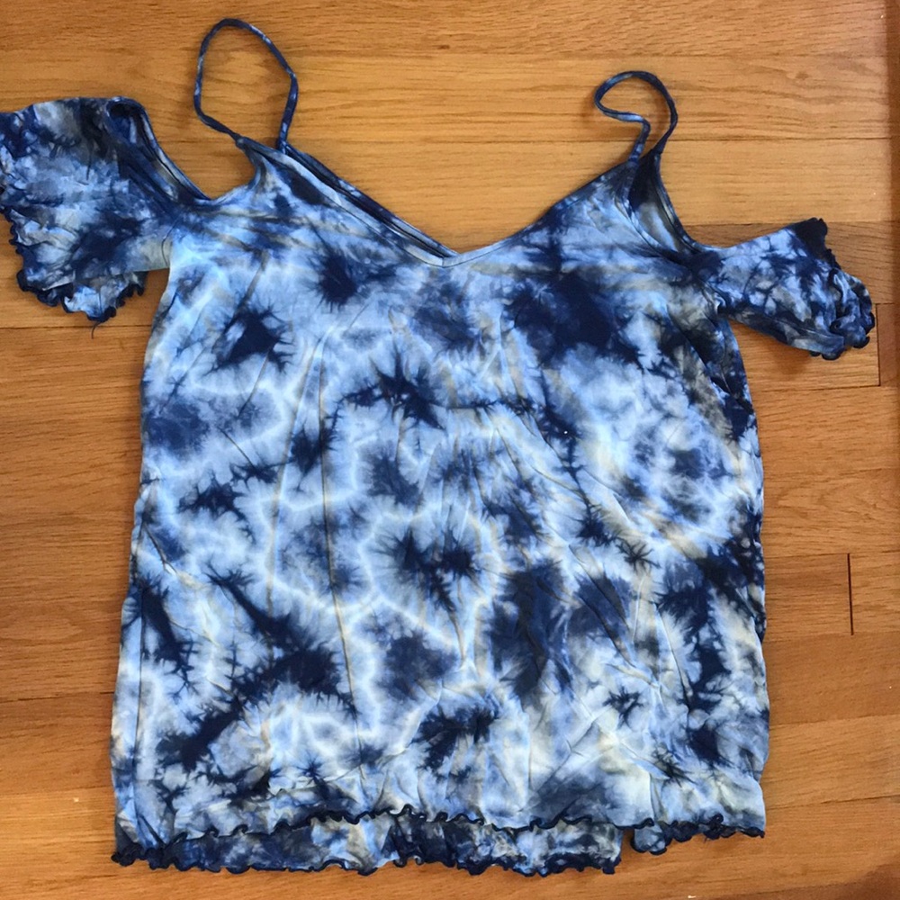 Navy and white off the shoulder top